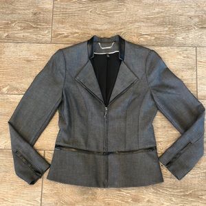 WHBM Blazer with Faux Leather Trim